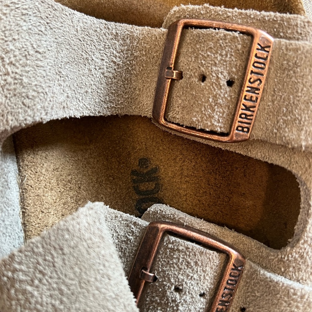 Birkenstock Arizona Suede Leather Taupe Sandals - Picture 6 of 6